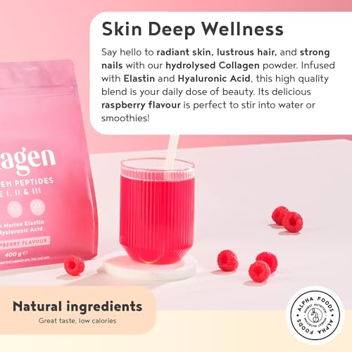 Collagen Powder with Hyaluronic Acid 400g - Premium Bovine Collagen Type I, II, III Alpha Foods uk supplements