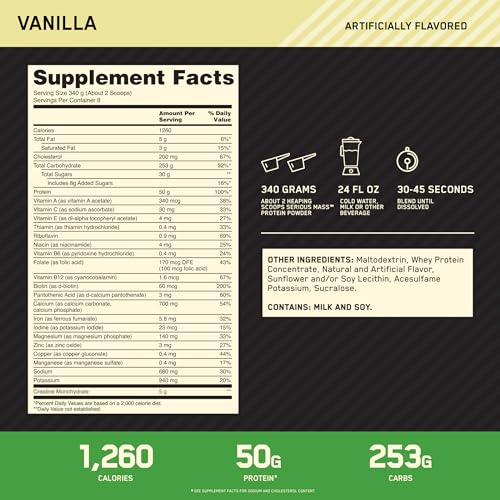 Optimum Nutrition Serious Mass, Weight Gainer Protein Powder, with Added Immune Supp Optimum Nutrition uk supplements