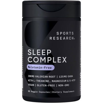 Sports Research® Sleep Complex- Melatonin-Free Vegan Capsules - with Valerian Root, GABA, L-Theanine, Magnesium & 5-HTP - 30 Servings Sports Research uk supplements