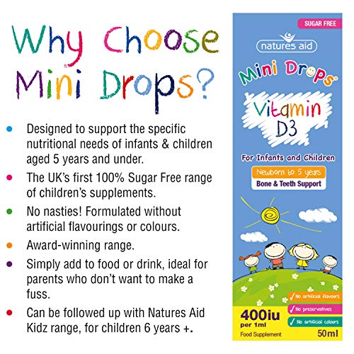 Natures Aid Vitamin D3 Mini Drops for Infants and Children, Sugar Free, 50ml natures aid uk supplements