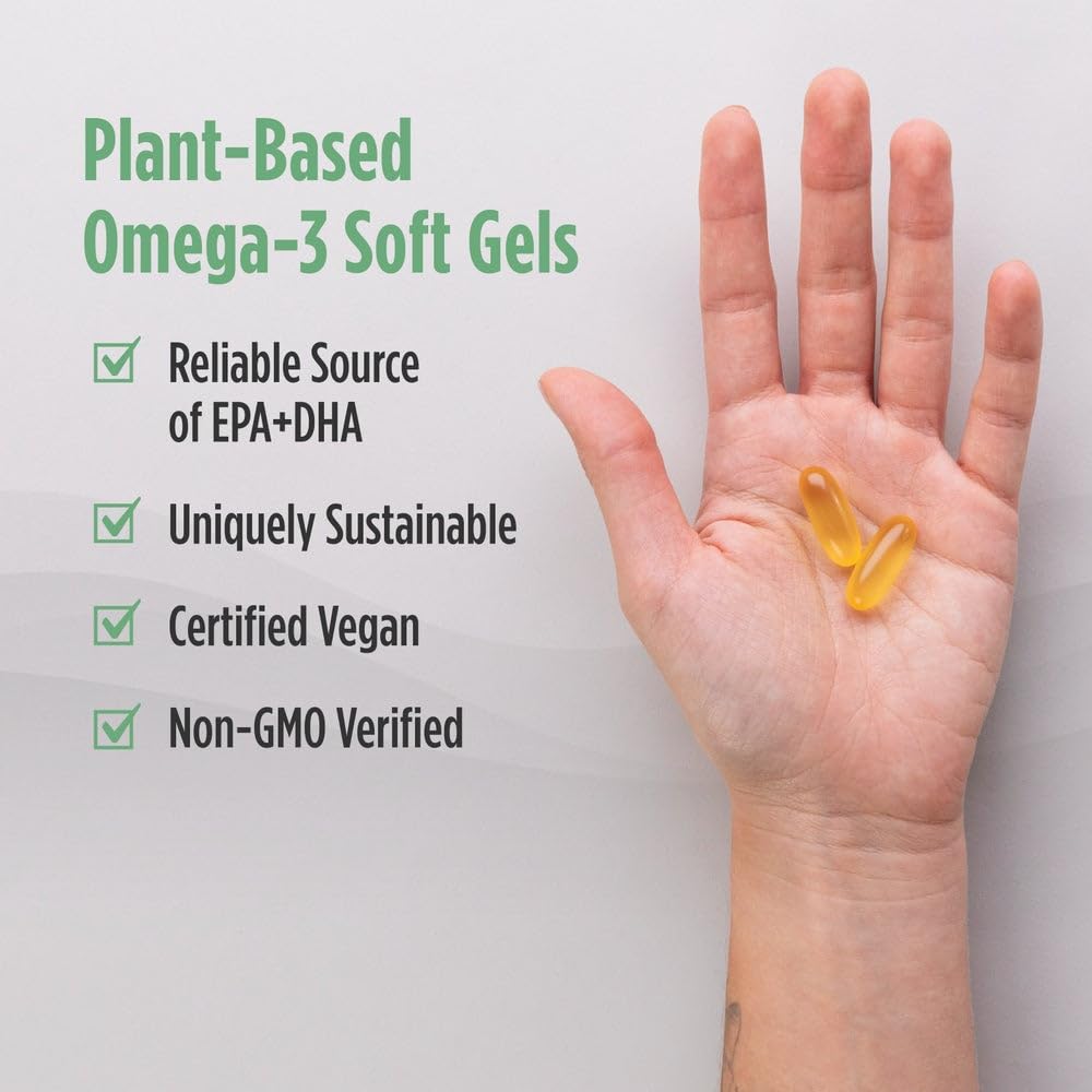 Nordic Naturals Plant Based Ultimate Omega, Lemon Flavor - 60 Vegetarian Soft Gels - 1210 mg Omega-3 - Vegan EPA and DHA - Supplement Made from Algae - Brain & Heart Support - Non-GMO - 30 Servings Nordic Naturals uk supplements