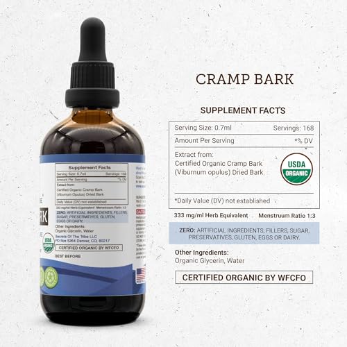 Secrets of the Tribe Cramp Bark USDA Organic | Alcohol-Free Extract, High-Potency Herbal Drops Secrets of the Tribe uk supplements