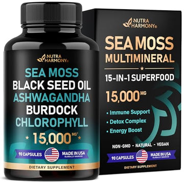 Irish Sea Moss | Black Seed Oil | Ashwagandha | Burdock | Chlorophyll | Supergreens NUTRAHARMONY uk supplements