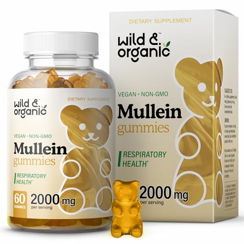 Wild & Organic Mullein Gummies - Daily Dietary Supplement for Respiratory, Digestive Wild & Organic uk supplements