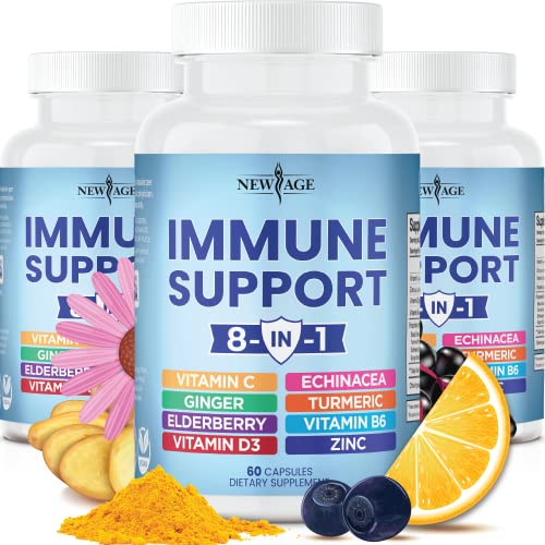 NEW AGE 8 in 1 Immune Support Booster Supplement with Echinacea, Vitamin C and Zinc NEW AGE uk supplements