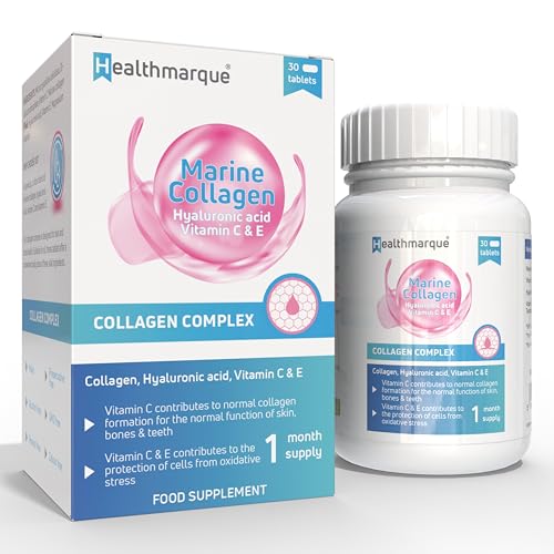 Collagen Complex | Collagen + Hyaluronic Acid + Vitamin C + Vitamin E | Tablets Healthmarque uk supplements