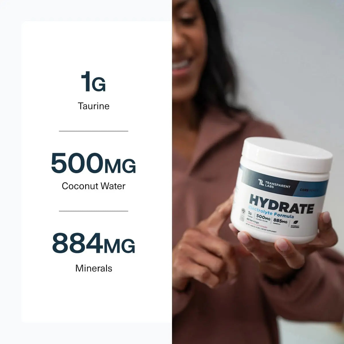 Transparent Labs Hydrate Naturally Sweetened Electrolytes Powder - Hydration Powder Electrolytes with Coconut Water, Calcium, Taurine, & Potassium Transparent Labs uk supplements