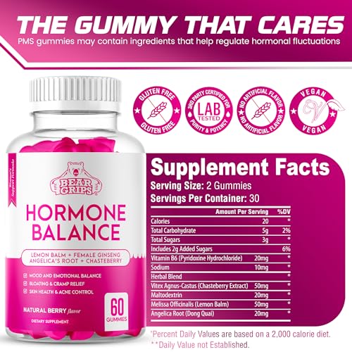 Hormone Balance for Women - PMS Relief Gummies and Bloating Relief for Women Bear Grips uk supplements