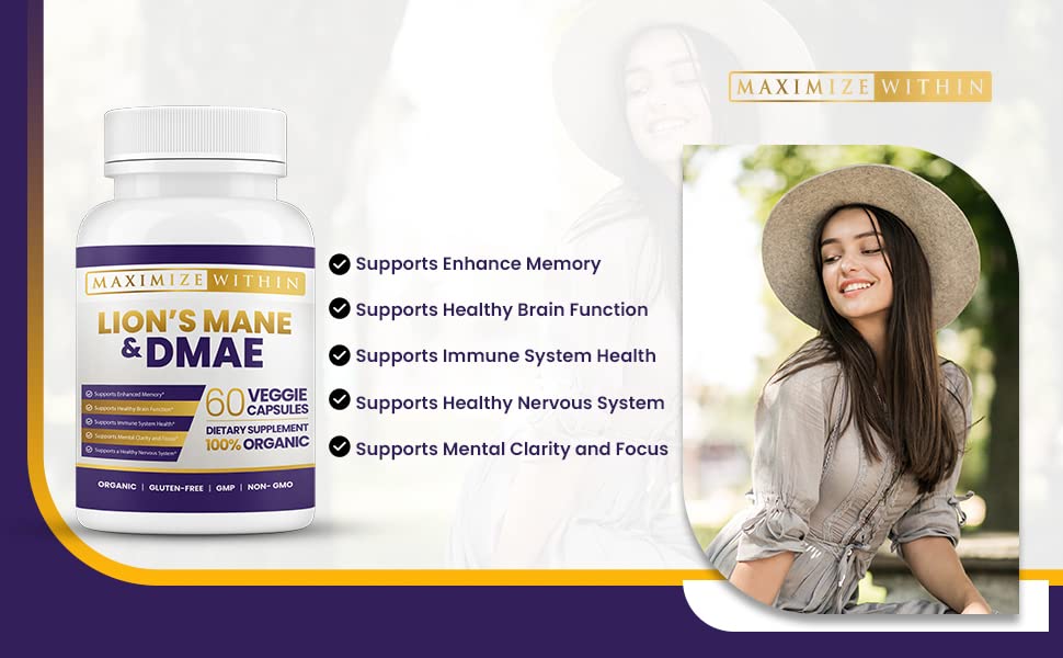 Lion's Mane & DMAE Capsules: Enhance Memory, Boost Mental Clarity Maximum Slim uk supplements