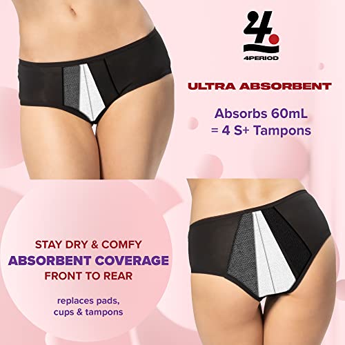 4period High Absorbency for Heavy Flow Period Panties; Leakproof, for Teens and Women (3 Black, X-Large) 4period uk supplements