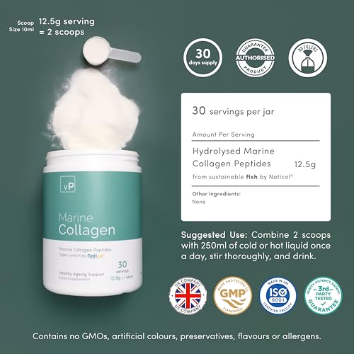 Marine Collagen 375g - 12.5g x 30 Servings - Naticol® Type 1 and 3 - Vitality Pro Hydrolysed Collagen vP Vitality Pro uk supplements