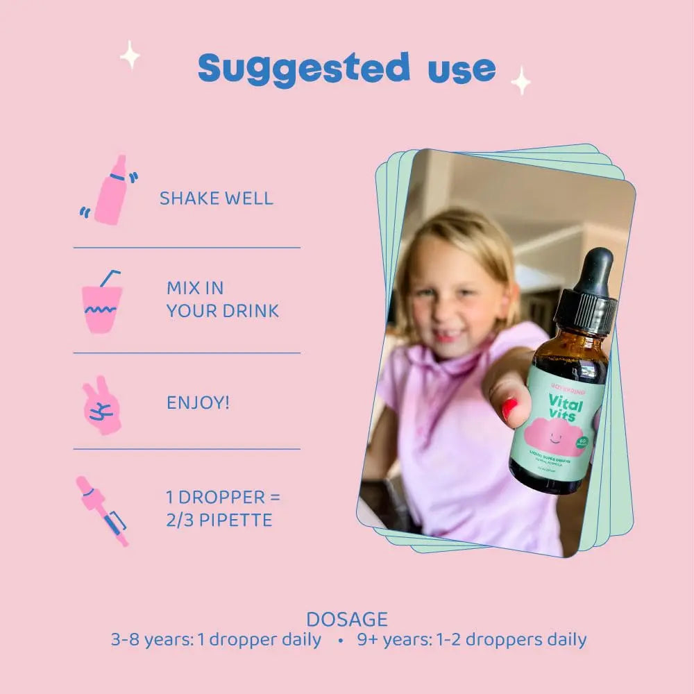 JoySpring Vital Vits - Kids Liquid Multivitamin - 1 fl oz (30 Servings) | Herbal Liquid Vitamins for Kids | Natural Flavor | JoySpring uk supplements