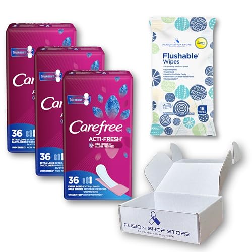 Carefree Liners Extra Long- Pantiliners for Women 36 Count (Pack of 3), Set with Feminine Flushable Msupps.com uk supplements