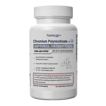 Pure Chromium Polynicotinate Supplement - Made in USA - 200mcg + Vitamin B3 for Optimal Superior Labs uk supplements