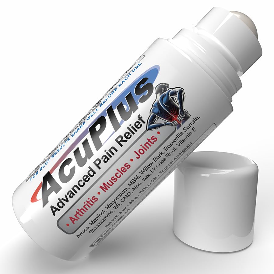 AcuPlus - Pain Relief Roll On - Topical Anti Inflammatory to Soothe Muscles & Joints - Arthritis Pain Reliever, Bursitis, Tendonitis Cream - TSA Compliant, Convenient Roll On - 3 fl. oz. (Pack of 1) AcuPlus uk supplements