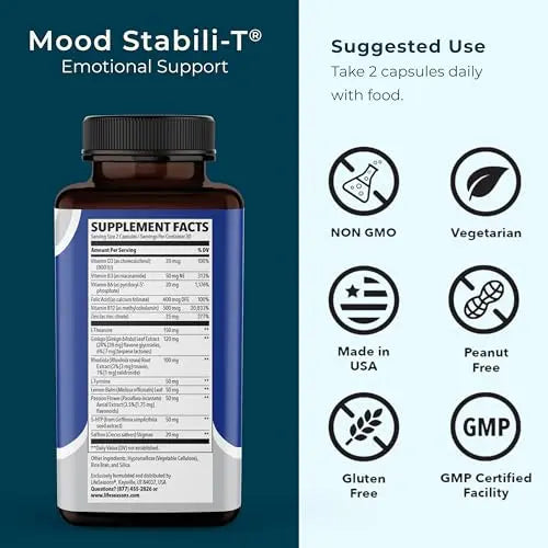 LifeSeasons - Mood Stabili-T - Positive Mood Booster - Enhanced Calmness and Happiness - Relaxed and Balanced Mind LifeSeasons uk supplements