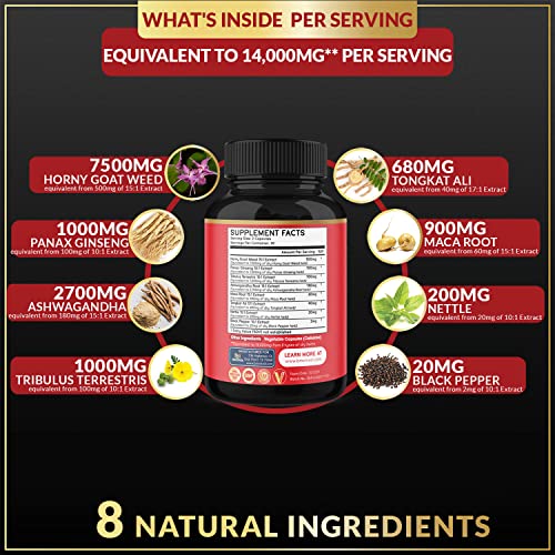 BMVINVOL (2 Packs) Horny Goat Weed Capsules, 14000mg Herbal Equivale BMVINVOL uk supplements