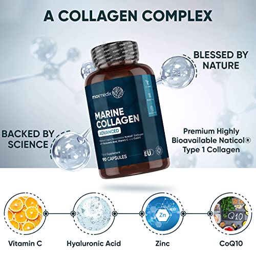 Marine Collagen Capsules 1455mg - Naticol Type 1 Collagen Supplements for Women & Men maxmedix uk supplements