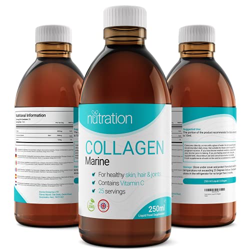 Marine Collagen Liquid | 25 x 10ml Servings | Liquid Collagen Drink for Women and Men | Pure Marine Collagen for Strong Bones & Joints Nutration uk supplements