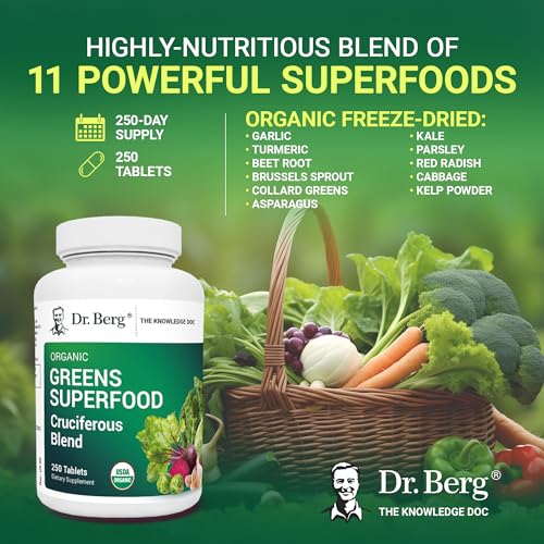 Dr. Berg's Greens Superfood Cruciferous Vegetable Tablets - Vegetable Supplements Dr. Berg Nutritionals uk supplements