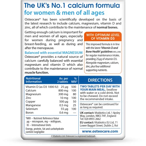 Osteocare Original by Vitabiotics. Bone Health formula with Calcium, Magnesium, Vitamin D Vitabiotics uk supplements