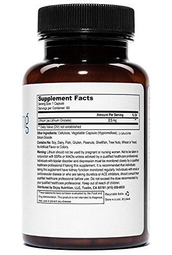 Lithium Orotate 2.5mg (1 Bottle), 60 Vegetarian Capsules, Lithium Supple Weyland Brain Nutrition uk supplements