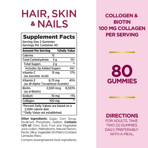 Nature's Bounty Optimal Solutions Hair, Skin & Nails with Biotin and Collagen, Citrus-Flavored Nature's Bounty uk supplements