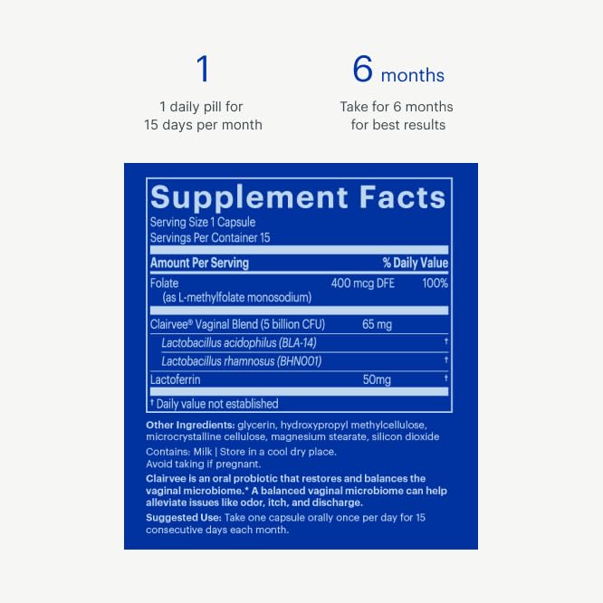 Bonafide Clairvee Vaginal Probiotic – Hormone-Free, Drug-Free Relief from Odor, Vaginal Itching and Discharge – Balances Vaginal pH Levels – 90 Day Supply (45 Capsules) Bonafide uk supplements