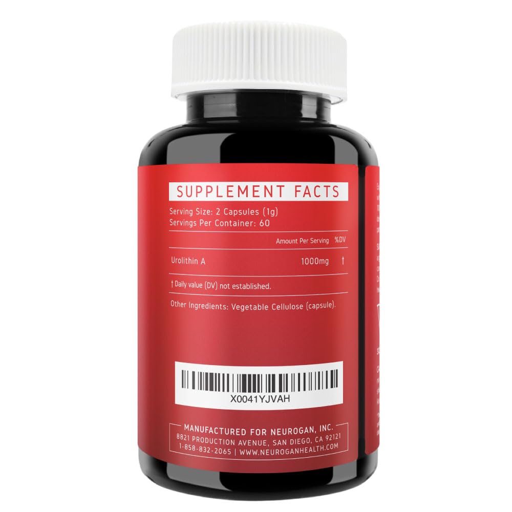 Neurogan Urolithin A PRO Capsules - 1000mg, 120 Ct - Advanced Cellular Health, Post Biotic Supplements - Ultra Micronized Urolithin A Supplement, Sourced from Pomegranate Extract Neurogan uk supplements