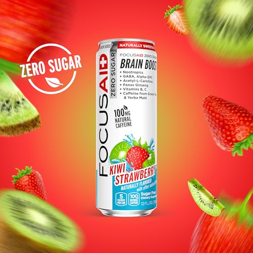 FOCUSAID ZERO SUGAR Nootropics Blend, Alpha-GPC, GABA, 100mg Natural Caffeine from Green Tea, Yerba Mate, Vitamin B-Complex, Keto-Friendly, No Artificial Sweeteners, 12 Fl Oz (Pack of 12) LIFEAID uk supplements