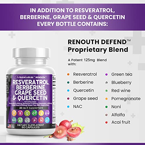 Resveratrol 6000mg Berberine 3000mg Grape Seed Extract 3000mg Clean Nutraceuticals uk supplements