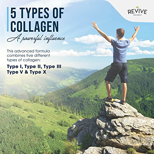 Multi Collagen Protein Capsules - Types I, II, III, V & X - Hydrolysed Grass Fed Bovine, Wild Caught Marine Revive Naturals uk supplements