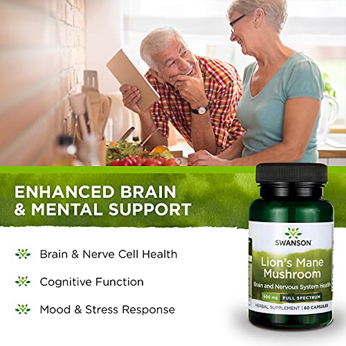 Swanson Lion's Mane Mushroom Capsules - 500 mg Each, 60 Capsules Swanson uk supplements