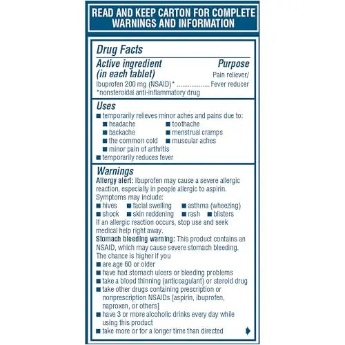 Advil Pain Reliever and Fever Reducer, Pain Relief Medicine with Ibuprofen 200mg for Headache, Backache, Menstrual Pain and Joint Pain Relief - 100 Coated Tablets Advil uk supplements