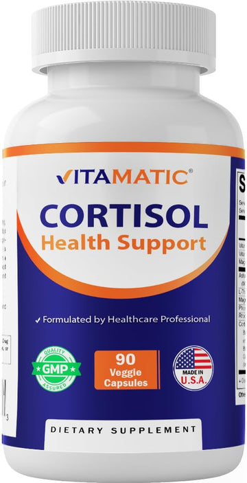 Vitamatic Cortisol Health Support - 90 Veggie Capsules - Made with Adaptogenic Blend with Ashwagandha, Rhodiola, Magnolia, L-Theanine, Phosphatidylserine Vitamatic uk supplements