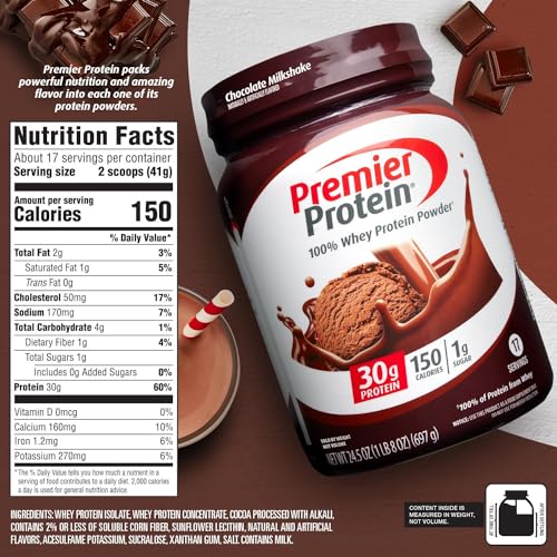 Premier Protein Powder, Chocolate Milkshake, 30g Protein, 1g Sugar, 100% Whey Protein Premier Protein uk supplements