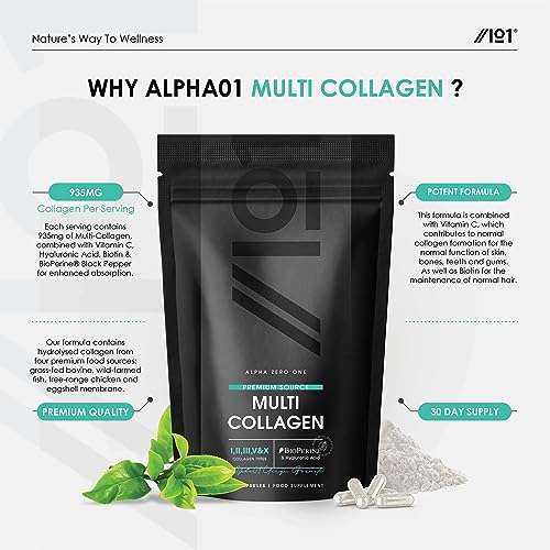 Multi Collagen Protein - Types I, II, III, V & X - Wild Caught Marine, Grass Fed Bovine, Eggshell Revive Naturals uk supplements