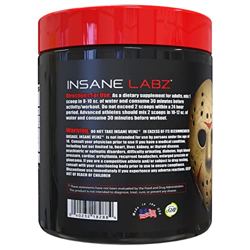 Insane Labz Insane Veinz Non Stimulant NO Enhancing Powder, Nitric Oxide Booster Insane Labz uk supplements