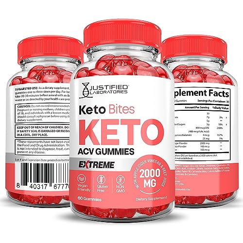 Keto Bites Keto ACV Gummies Extreme Formula 2000MG Vegan Non GMO with Pomegranate Justified Laboratories uk supplements