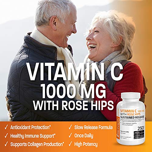 Bronson Vitamin C 1000 mg with Rose Hips Sustained Release, 250 Tablets Bronson uk supplements