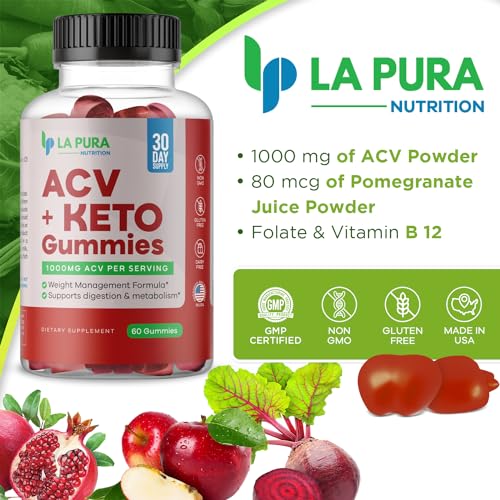 LaPura ACV 1000 mg + Keto Gummies for Weight Loss, 60 Gummies - 1000 mg Apple Cider LaPura uk supplements