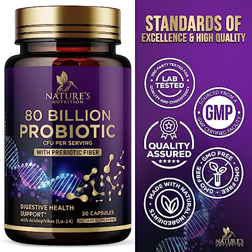 Probiotics for Digestive Health - 80 Billion CFU Guaranteed with Strains for Women's Nature's Nutrition uk supplements