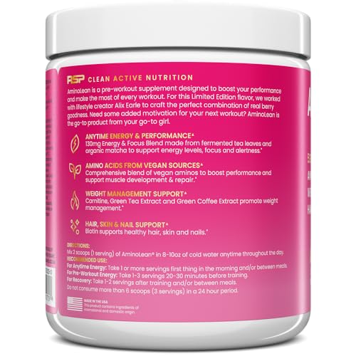 RSP NUTRITION AminoLean Pre Workout x Alix Earle Berry Alixir, Clean Energy with No Jitters RSP NUTRITION uk supplements