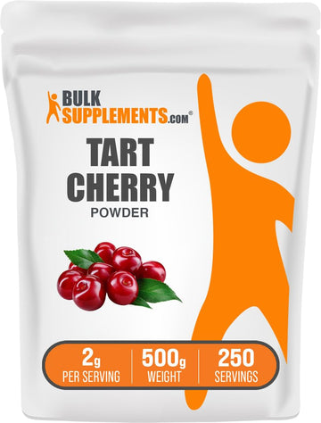 BulkSupplements.com Tart Cherry Powder - Fruit Powder, Tart Cherry Supplements - Antioxidant Source, Gluten Free & No Added Sugar, 2g per Serving, 500g (1.1 lbs) (Pack of 1) BulkSupplements uk supplements