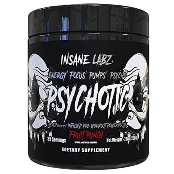 Insane Labz Psychotic Black Edition Mid Stimulant Pre Workout Powder, Energy Focus Insane Labz uk supplements