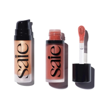 Saie Mini Glowy Super Gel Lightweight llluminator & Makeup Primer - Sunglow (0.5 oz) + Dew Blush - Lightweight Liquid Blush with a Blendable + Buildable Cream Finish - Cutie (.40 oz) Saie uk supplements