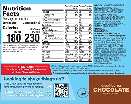 Grow Daily 3+ Shake Mix 7-serving Canister by Healthy Heights - Protein Powder Healthy Height uk supplements