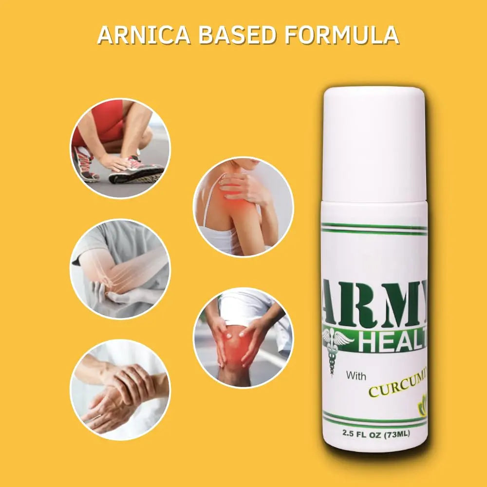 ARMY HEALTH Roll On 100% Natural Turmeric Curcumin - Pain Reliever - Inflammation - Headache - Backache - Joint and Muscle Pain 2.5 Oz ARMY HEALTH uk supplements