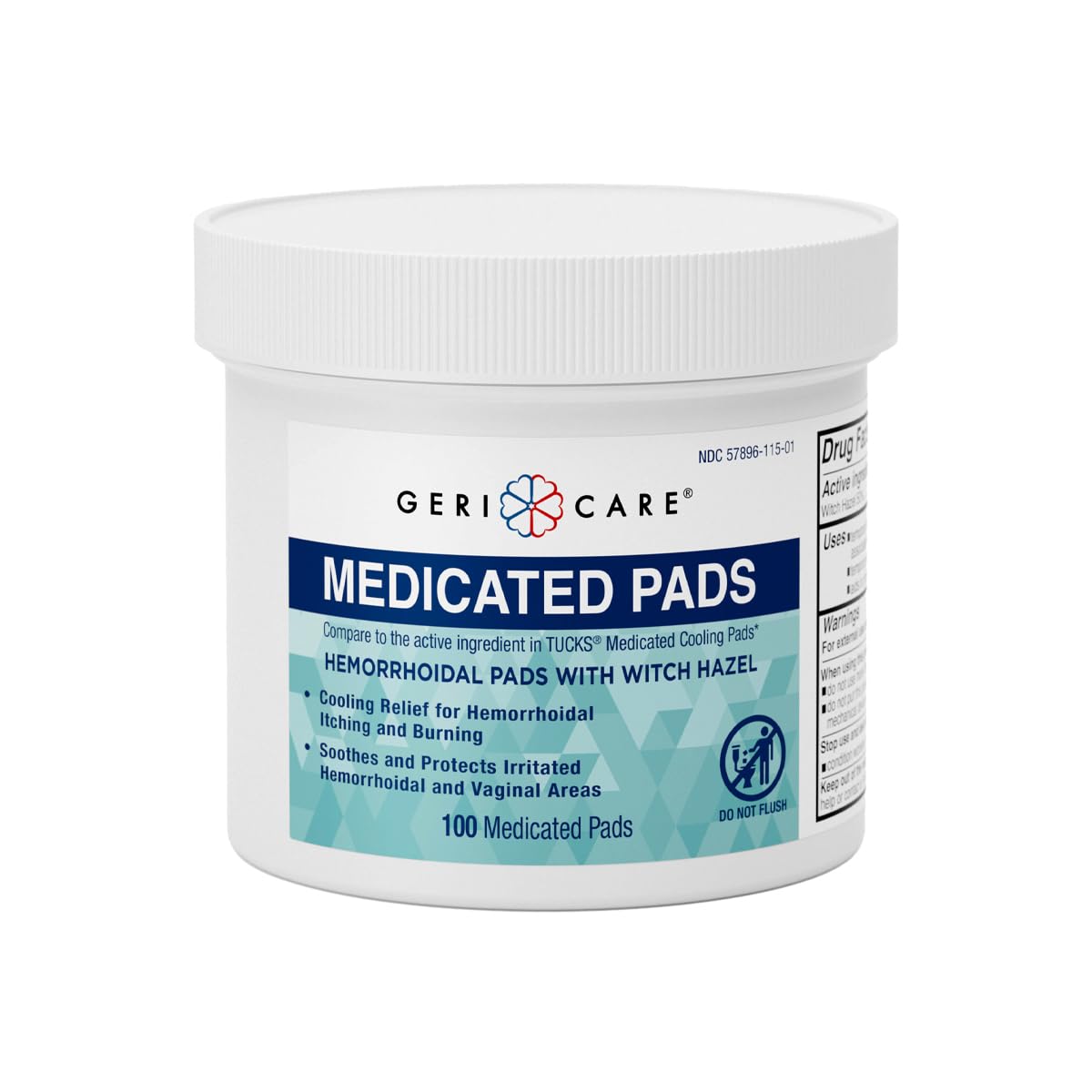 GeriCare Medicated Cooling Pads with Witch Hazel. for Soothing Itch, Discomfort, and Burning, Pre-Moistened Pads Ideal for Sensitive Areas, 100 Count (Pack of 1) GeriCare uk supplements