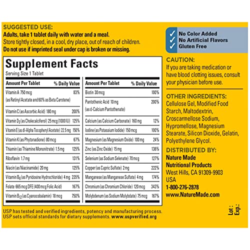 Nature Made Multivitamin For Him with No Iron, Mens Multivitamins for Daily Nutritional Nature Made uk supplements